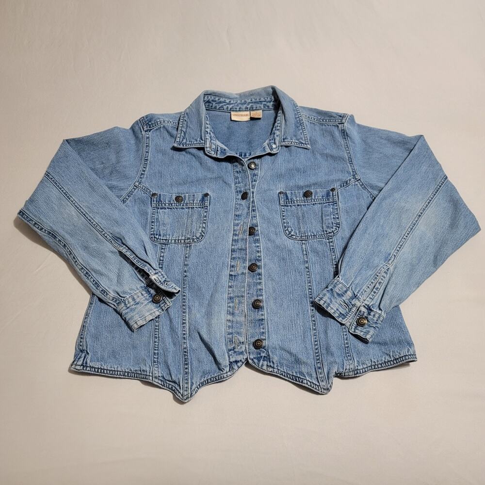Vintage Crossroads Denim Button Up Jacket Western Style Long Sleeve Women’s L